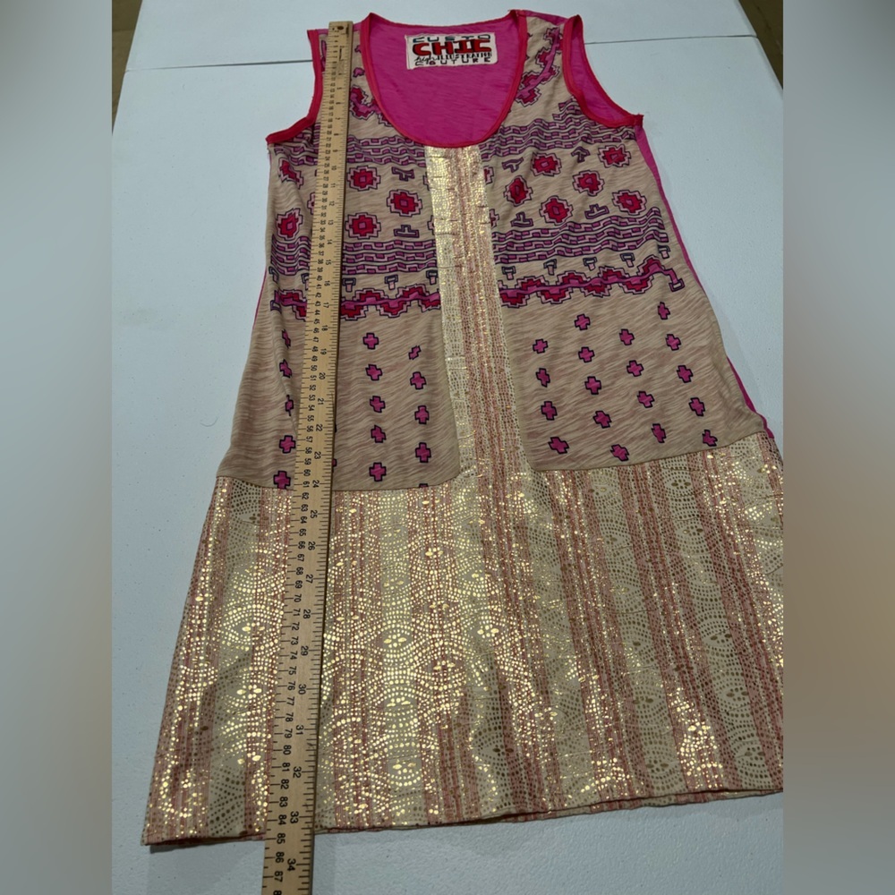 Custo Barcelona Pink and Beige Patterned Dress S TUNIC 
dress made exclusivel - Picture 3 of 6